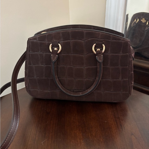 Coach- Savannah Small Carryall Bag- Brown Suede Croc - Picture 2 of 10